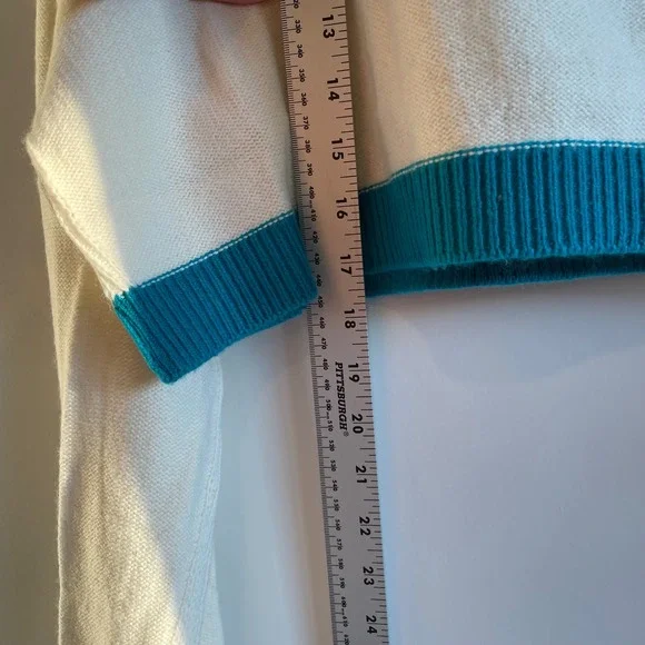 We The Free Cream Blue Cropped Knit Sweater Long Sleeve Casual Womens Size L Nwt - Picture 5 of 9